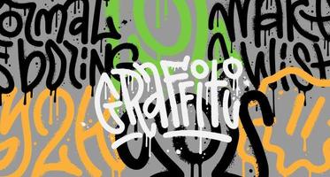 abstract stedelijk straat kunst graffiti stijl achtergrond sjabloon. muur met veel geschilderd woorden. getextureerde opschrift decoratief belettering vandaal straat kunst Aan de stad muur. vector illustratie