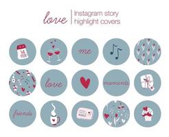 Valentijnsdag dag vector ronde sticker set. liefde thema. retro stijl romantisch illustraties.
