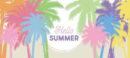 Hallo zomer, palm hand- getrokken illustraties, vector