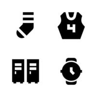 sport- pictogrammen set. sok, Jersey, kastje kamer, polshorloge. perfect voor website mobiel app, app pictogrammen, presentatie, illustratie en ieder andere projecten vector