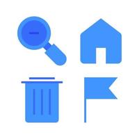 gebruiker koppel pictogrammen set. zoom uit, huis, uitschot bak, vlag. perfect voor website mobiel app, app pictogrammen, presentatie, illustratie en ieder andere projecten vector