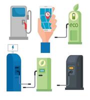 inzameling van benzinestations voor elektrische auto's vector