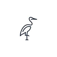 reiger pelikaan lijn kunst lijn schets monoline logo ontwerp icoon vector