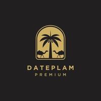 datum palm met kameel goud luxe minimalistische logo ontwerp inspiratie vector