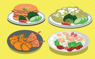 hamburger groente de vlees en rijk gezond Aziatisch voedsel vector
