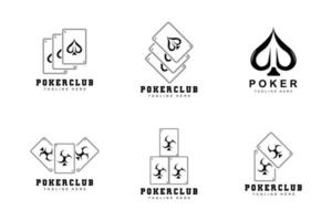 poker casino kaart logo, diamant kaart icoon, harten, schoppen, ace. het gokken spel poker club ontwerp vector