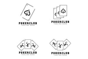 poker casino kaart logo, diamant kaart icoon, harten, schoppen, ace. het gokken spel poker club ontwerp vector