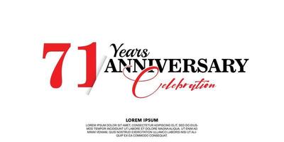 71 jaar verjaardag viering logo vector ontwerp met rood en zwart kleur Aan wit achtergrond abstract