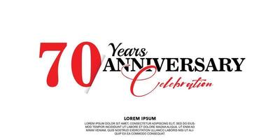 70 jaar verjaardag viering logo vector ontwerp met rood en zwart kleur Aan wit achtergrond abstract