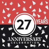 vieren 27e jaren verjaardag logo ontwerp met rood en zwart achtergrond vector