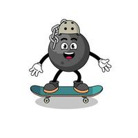 vernieling bal mascotte spelen een skateboard vector