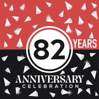 vieren 82 jaren verjaardag logo ontwerp met rood en zwart achtergrond vector