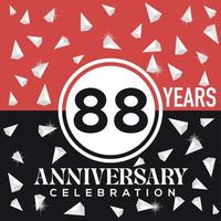 vieren 88 jaren verjaardag logo ontwerp met rood en zwart achtergrond vector