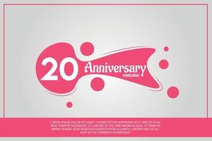 20 jaar verjaardag viering logo met roze kleur ontwerp met roze kleur bubbels Aan grijs achtergrond vector abstract illustratie