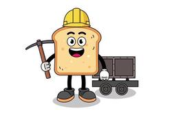 mascotte illustratie van brood mijnwerker vector