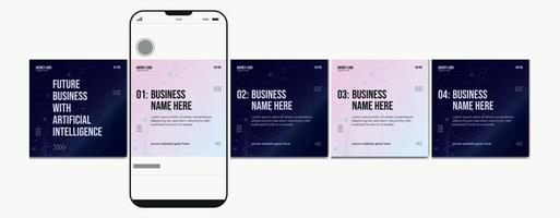 carrousel post sjabloon. kunstmatig intelligentie, instagram microblog carrousel na. bewerkbare sociaal media carrousel post voor bedrijf. vector
