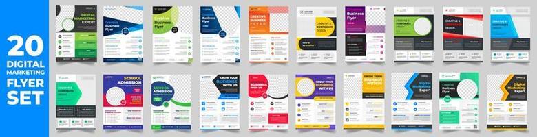 reeks van 20 mega verzameling digitaal afzet zakelijke bedrijf folder ontwerp sjabloon. digitaal afzet folder bundel. bedrijf folder bundel. reeks van 20 item digitaal afzet folder met uniek vormen. vector