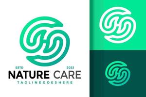 brief h natuur zorg hand- logo logos ontwerp element voorraad vector illustratie sjabloon