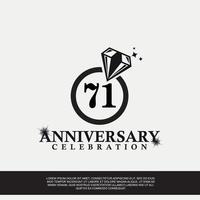 771e jaar verjaardag viering logo met zwart kleur bruiloft ring vector abstract ontwerp