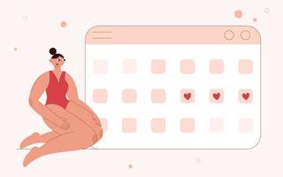 menstruatie, vrouw en periode kalender. vector
