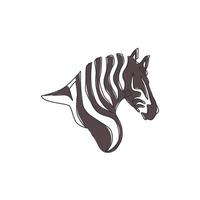 één enkele lijntekening van zebrakop voor de identiteit van het safarilogo van de dierentuin van het nationaal park. typisch paard uit afrika met strepenconcept voor de mascotte van de kinderspeelplaats. doorlopende lijn tekenen ontwerp illustratie vector