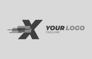 brief X eerste monochroom pixel digitaal vector logo ontwerp