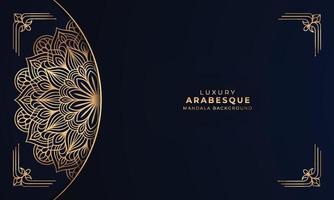 luxe mandala achtergrond met gouden arabesk patroon, decoratief sier- mandala voor uitnodiging kaart, boek omslag, poster, afdrukken vector