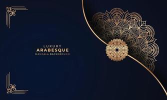 luxe mandala achtergrond met gouden arabesk patroon, decoratief sier- mandala voor uitnodiging kaart, boek omslag, poster, afdrukken vector