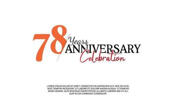 78 jaren verjaardag logotype aantal met rood en zwart kleur voor viering evenement geïsoleerd vector
