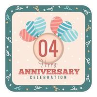 04 jaren verjaardag logo met ballon ontwerp sjabloon vector ontwerp abstract