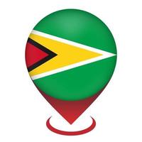 kaartaanwijzer met contry guyana. vlag van Guyana. vectorillustratie. vector