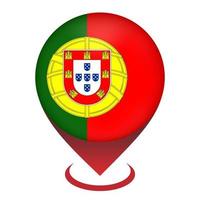 kaartaanwijzer met contry portugal. Portugese vlag. vectorillustratie. vector