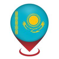 kaartaanwijzer met land Kazachstan. vlag van kazachstan. vectorillustratie. vector