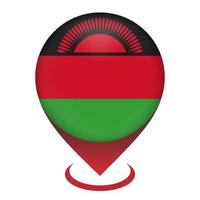 kaartaanwijzer met contry malawi. vlag van Malawi. vectorillustratie. vector