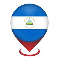 kaartaanwijzer met contry nicaragua. vlag van nicaragua. vectorillustratie. vector