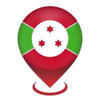 kaartaanwijzer met contry burundi. Burundese vlag. vectorillustratie. vector