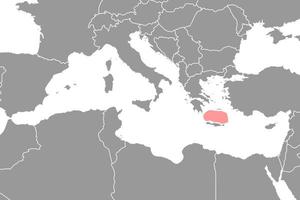 zee van Kreta Aan de wereld kaart. vector illustratie.