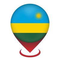 kaartaanwijzer met contry rwanda. Rwandese vlag. vectorillustratie. vector