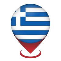 kaartaanwijzer met contry griekenland. griekse vlag. vectorillustratie. vector