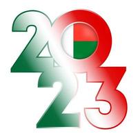 gelukkig nieuw jaar 2023 banier met Madagascar vlag binnen. vector illustratie.