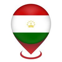 kaartaanwijzer met contry Tadzjikistan. vlag van Tadzjikistan. vectorillustratie. vector
