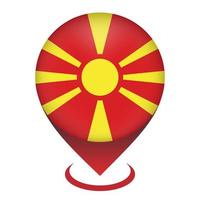 kaartaanwijzer met land Noord-Macedonië. vlag van Noord-Macedonië. vectorillustratie. vector