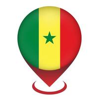 kaartaanwijzer met contry senegal. Senegalese vlag. vectorillustratie. vector
