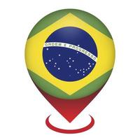 kaartaanwijzer met contry brazilië. braziliaanse vlag. vectorillustratie. vector