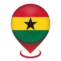 kaartaanwijzer met contry ghana. vlag van ghana. vectorillustratie. vector