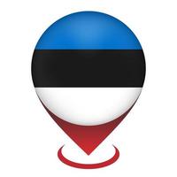 kaartaanwijzer met land Estland. Estland vlag. vectorillustratie. vector