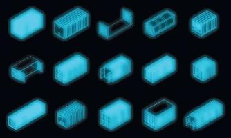 lading container pictogrammen instellen vector neon