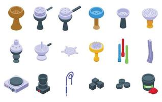 hookah accessoires pictogrammen reeks isometrische vector. rook menu vector