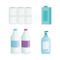 set van schoonmaakproducten iconen vector