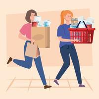 vrouwen met boodschappen vector